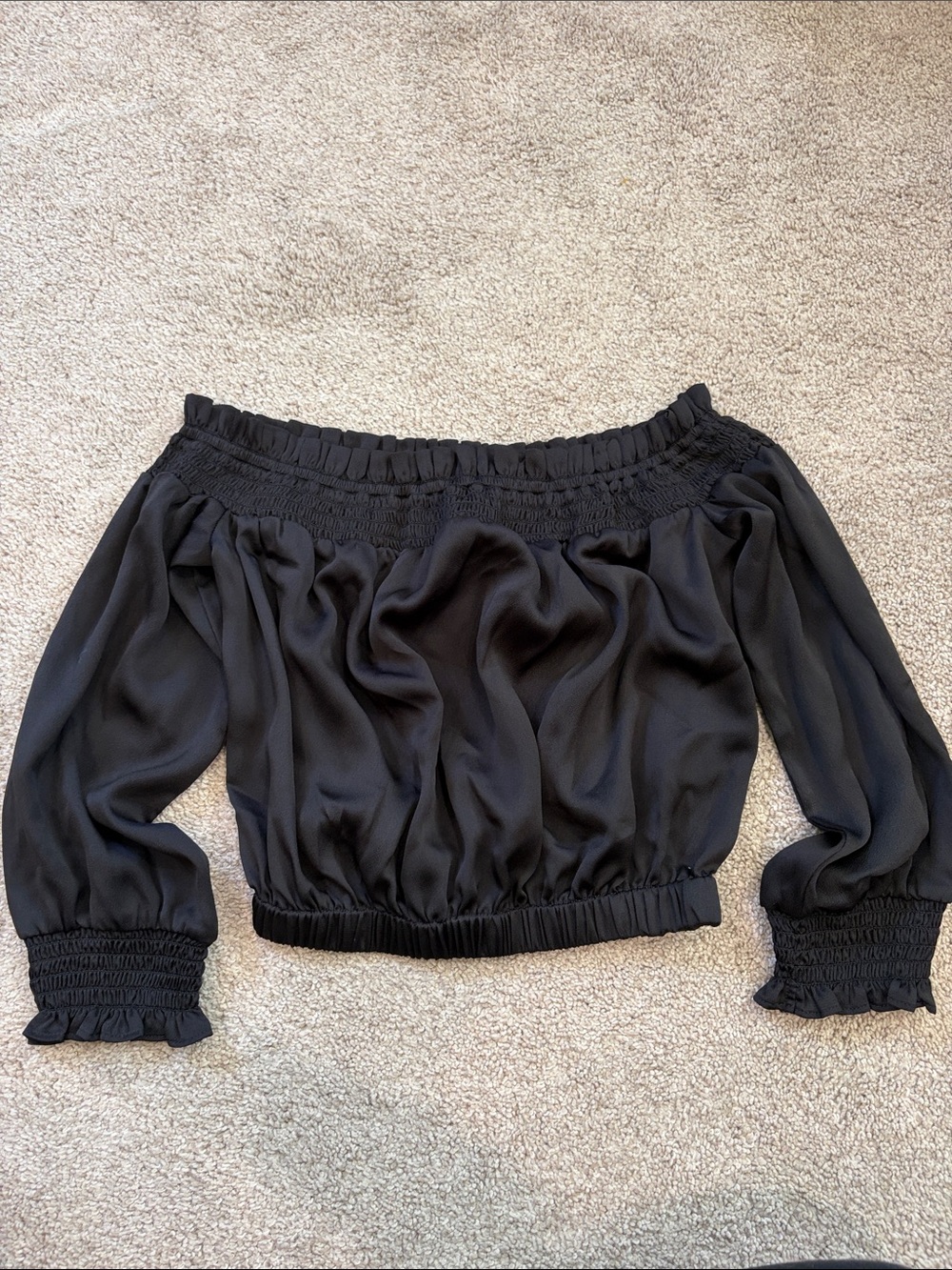 Express Black Off-Shoulder Smocked Blouse